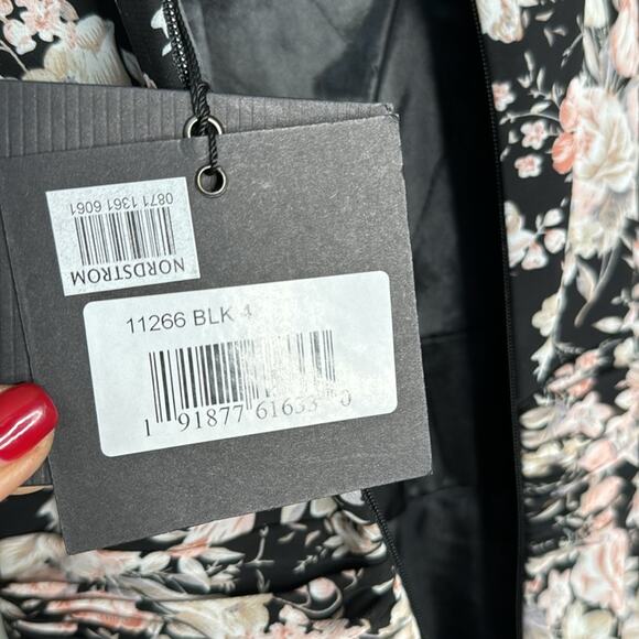 NWT IENNA for MAC DUGGAL Black Pink Floral Flutter Sleeve Maxi Dress Women’s - Picture 10 of 14